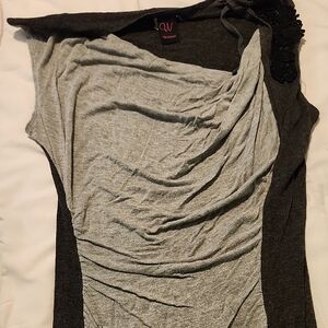 Wrapper Gray and Black Drape Top